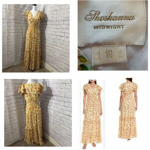 Shoshanna Lucinda floral maxi dress in Optic Lemon Gold.
